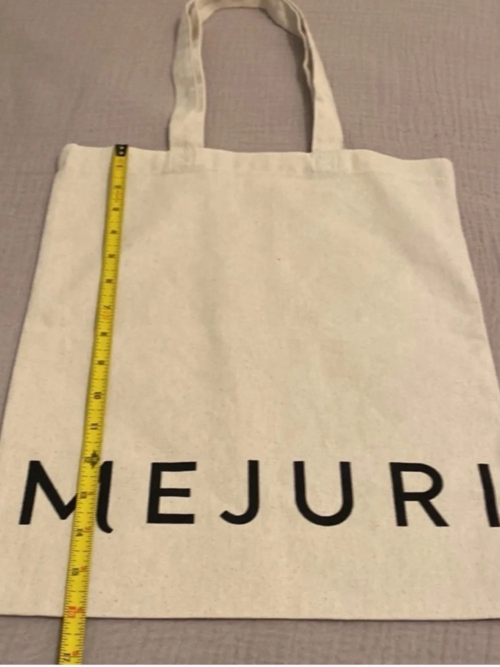 Mejuri Cream Canvas Tote Bag with Black Logo. NWOT